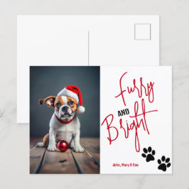 Furry en Bright Pet Foto Kerstmis Rood Briefkaart