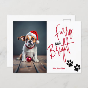 Furry en Bright Pet Foto Kerstmis Rood Briefkaart