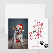 Furry en Bright Pet Foto Kerstmis Rood Briefkaart (Voorkant / Achterkant)