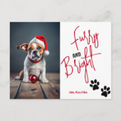 Furry en Bright Pet Foto Kerstmis Rood Briefkaart (Voorkant)