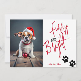 Furry en Bright Pet Foto Kerstmis Rood Feestdagenkaart
