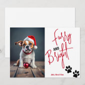 Furry en Bright Pet Foto Kerstmis Rood Feestdagenkaart (Voorkant / Achterkant)