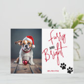 Furry en Bright Pet Foto Kerstmis Rood Feestdagenkaart (Staand voorkant)