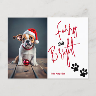 Furry en Bright Pet Foto Kerstmis Rood Feestdagenkaart