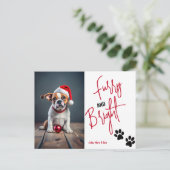 Furry en Bright Pet Foto Kerstmis Rood Feestdagenkaart (Staand voorkant)