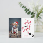 Furry en Bright Pet Foto Kerstmis Rood Uitnodiging Briefkaart (Staand voorkant)