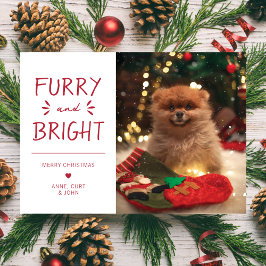 Furry en Bright Pet Foto Kerstvakantie Rood Feestdagenkaart