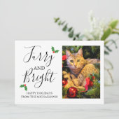 Furry en Bright Pet Photo met Kerstmis Feestdagenkaart (Staand voorkant)