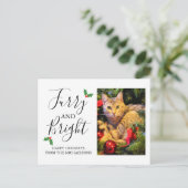 Furry en Bright Pet Photo met Kerstmis Feestdagenkaart (Staand voorkant)