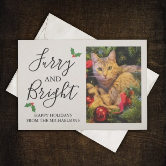 Furry en Bright Pet Photo met Kerstmis Feestdagenkaart