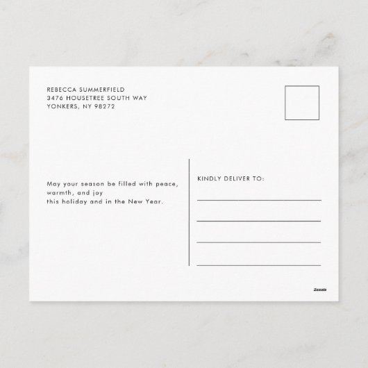 Furry en helder handgeschreven kerstfoto feestdagenkaart (Achterkant)