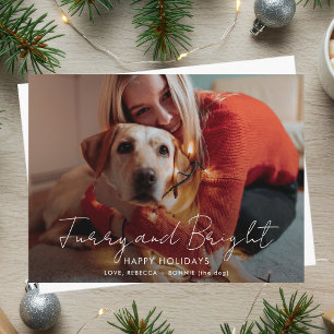 Furry en helder handgeschreven kerstfoto feestdagenkaart