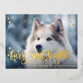 Furry en heldere kerst goud huisdier foto folie feestdagen briefkaart (Voorkant)