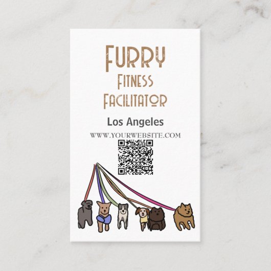 Furry Fitness Facilitator Los Angeles QR Code Visitekaartje (Voorkant)