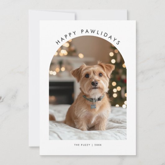 Furry Foto Grappig Pawholidays Hond Huisdier Kerst Feestdagenkaart (Voorkant)
