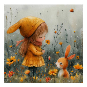 Furry Friend: Een beetje van Whimsy Bunny Perfect Poster