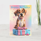Furry Friends Boxer Puppy en cadeaus Verjaardag Kaart (Voorkant)