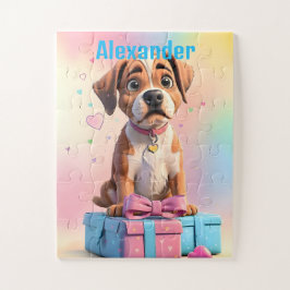 Furry Friends Boxer Puppy en kleurrijke geschenken Legpuzzel