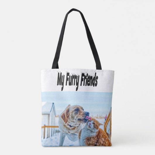 Furry Friends Cat and Dog Photo    Tote Bag (Achterkant)
