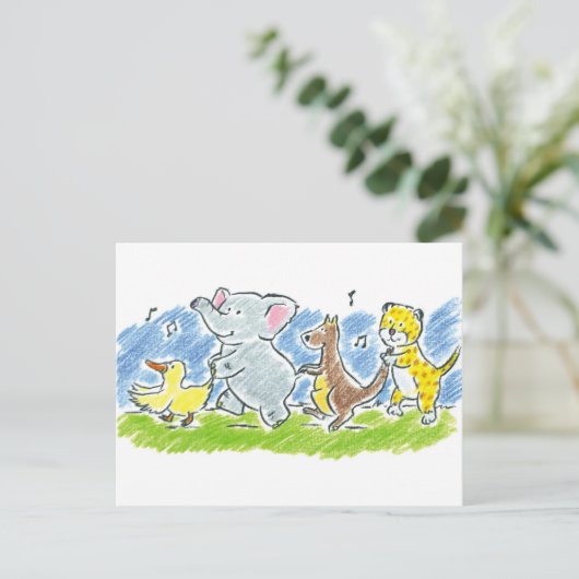 Furry Friends Conga Briefkaart (Staand voorkant)