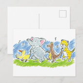 Furry Friends Conga Briefkaart (Voorkant / Achterkant)