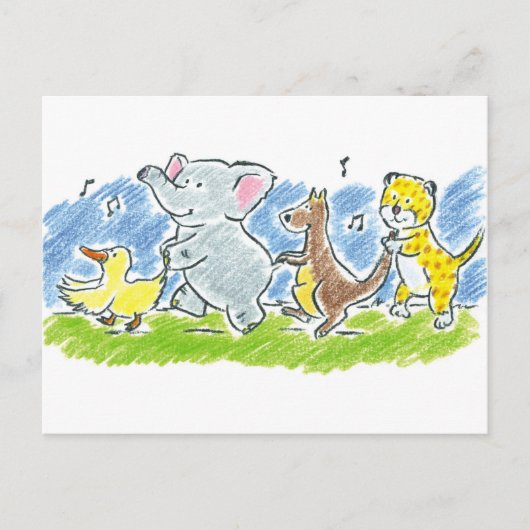 Furry Friends Conga Briefkaart (Voorkant)