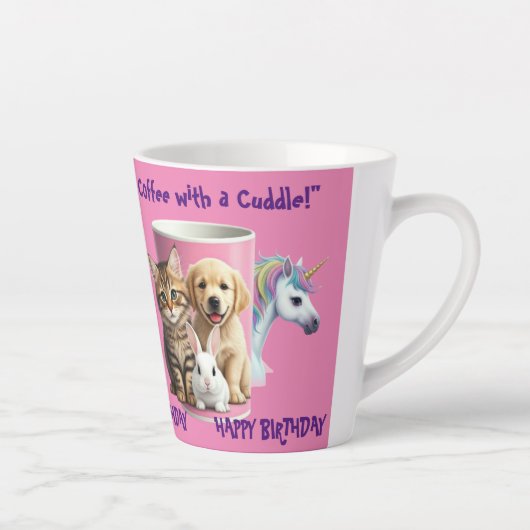 Furry Friends, Fluffy Sips: Koffie met een Knuffel Latte Mok (Rechts)