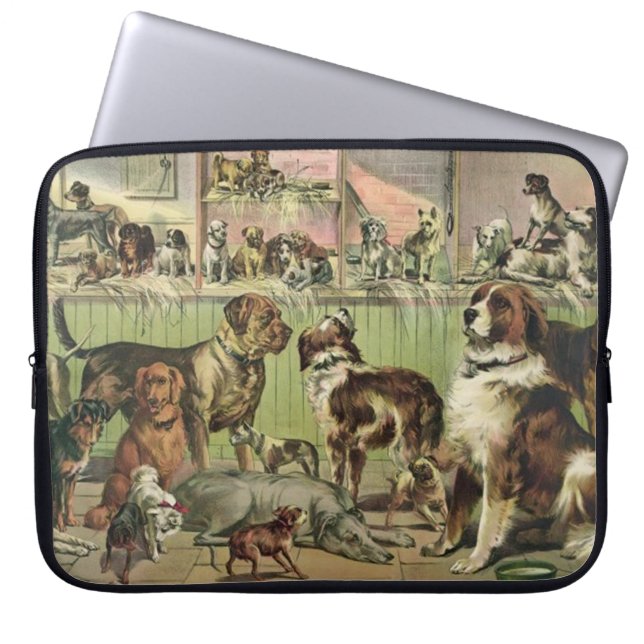 Furry Friends-Hondenliefhebbers laptophoes Laptop Sleeve (Voorkant)
