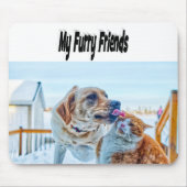 Furry Friends Kat en Hond Foto Muismat (Voorkant)