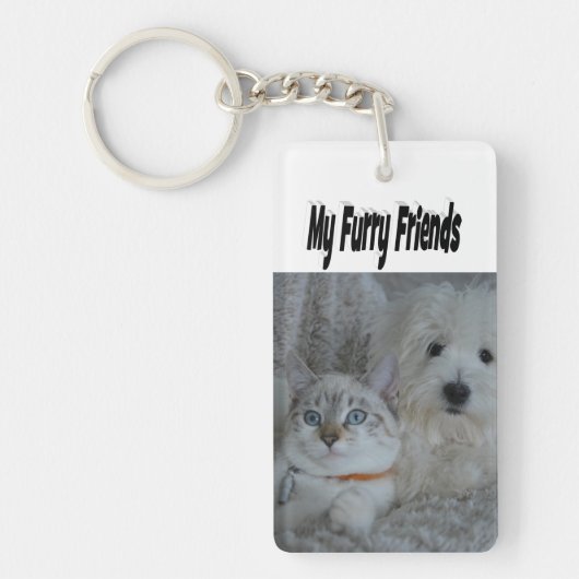 Furry Friends Kat en Hond Foto Sleutelhanger (Voorkant)