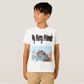 Furry Friends Kat en Hond Foto T-shirt (Voorkant volledig)