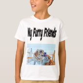 Furry Friends Kat en Hond Foto T-shirt (Voorkant)