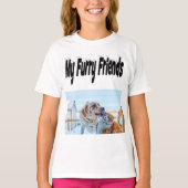 Furry Friends Kat en Hond Foto T-shirt (Voorkant)