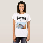 Furry Friends Kat en Hond Foto T-shirt (Voorkant volledig)
