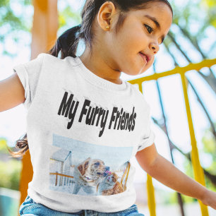 Furry Friends Kat en Hond Foto T-shirt