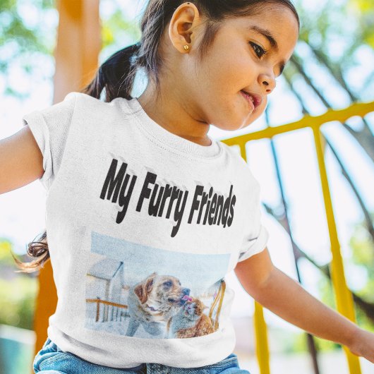 Furry Friends Kat en Hond Foto T-shirt