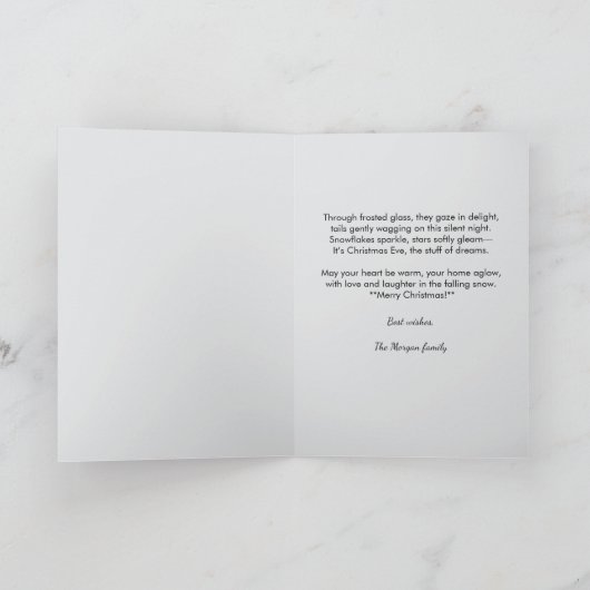 Furry Friends Looking at Santa Custom Christmas Kaart (Binnen)