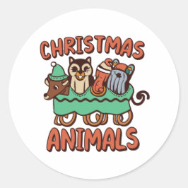 Furry Friends op een slee rijden avontuur Ronde Sticker