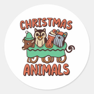 Furry Friends op een slee rijden avontuur Ronde Sticker