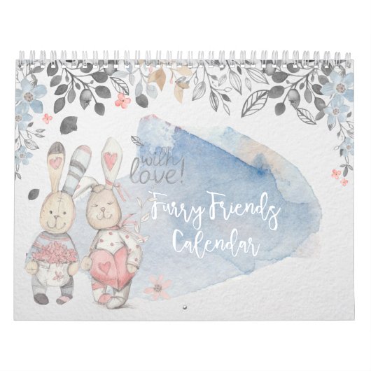 Furry Friends Watercolor Rabbit Calendar Kalender (Hoes)