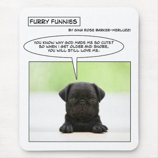 Furry Funnies baby pug dog Muismat (Voorkant)