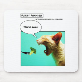 Furry Funnies ~ cat en broccoli Muismat