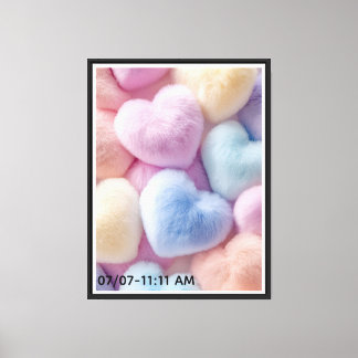 Furry Hearts Wall Art - 11:11 AM & 07/07 Lucky Dat Canvas Afdruk