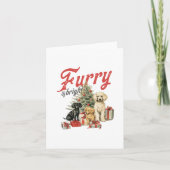 Furry & heldere geïllustreerde hond Kerstmis groet Kaart (Voorkant)