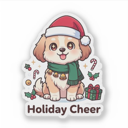 Furry Holiday Cheer Custom-Cut Vinyl Sticker (Voorkant)