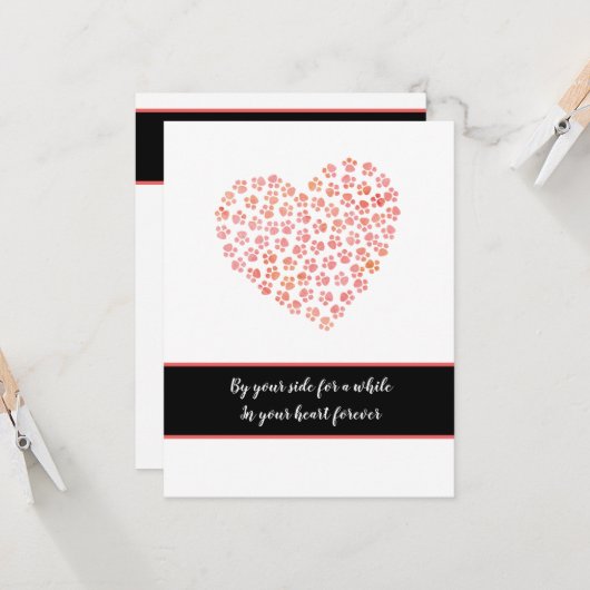 Furry hond kat sympathie zorg hart poten plat kaart (Voorkant / Achterkant in situ)