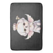 Furry Joy: Angel Wing Maltese Dog Puppy Gift Badmat (Voorkant Verticaal)