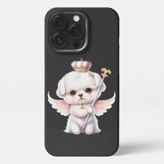 Furry Joy: Angel Wing Maltese Dog Puppy Gift iPhone Hoesje (Achterkant)