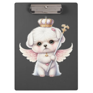 Furry Joy: Angel Wing Maltese Dog Puppy Gift Klembord