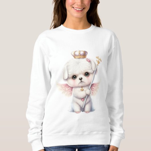 Furry Joy: Angel Wing Maltese Dog Puppy Gift Trui (Voorkant)